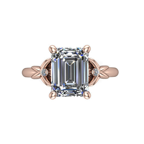 Zephyr Emerald Shape Classic Engagement Ring in 18K Rose Gold