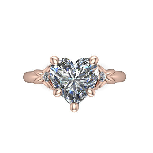 Zephyr Heart Shape Classic Engagement Ring in 14K Rose Gold