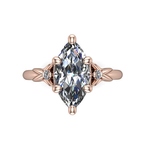 Zephyr Marquise Shape null Engagement Ring in 18K Rose Gold