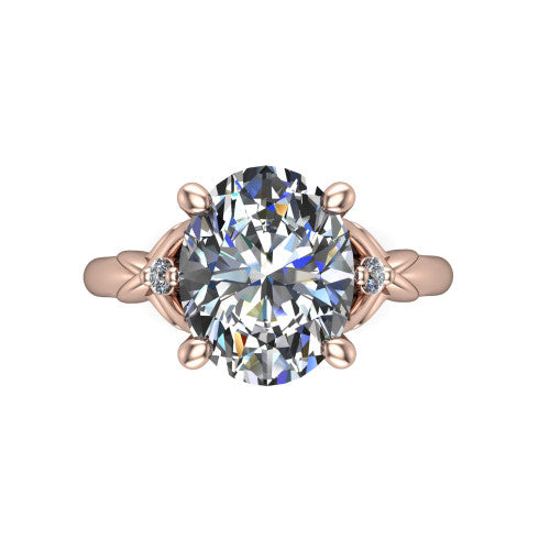 Zephyr Oval Shape Classic Engagement Ring in 18K Rose Gold