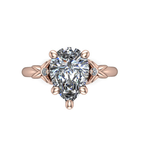 Zephyr Pear Shape Classic Engagement Ring in 18K Rose Gold