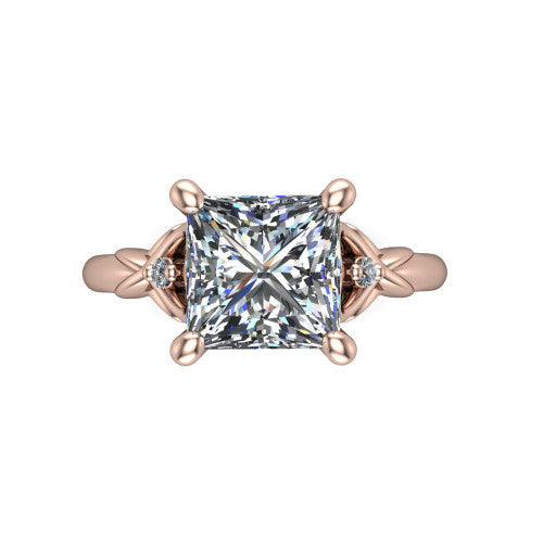 Zephyr Princess Shape Classic Engagement Ring in 14K Rose Gold