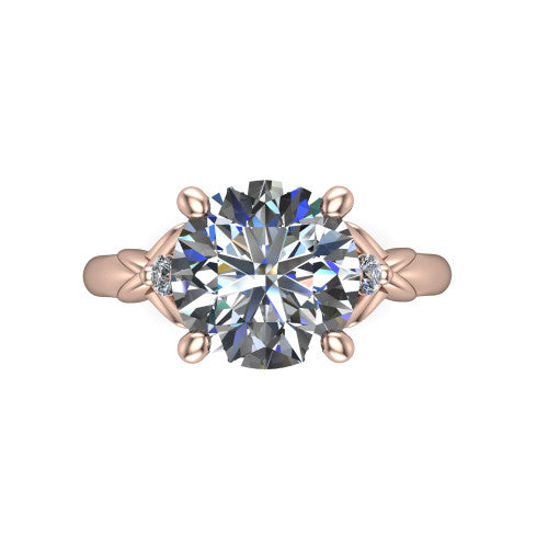 Zephyr Round Shape Classic Engagement Ring in 14K Rose Gold