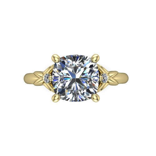 Zephyr Cushion Shape Classic Engagement Ring in 14K Yellow Gold