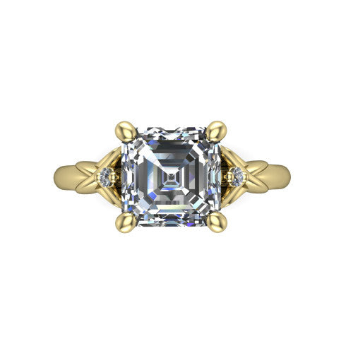 Zephyr Square Emerald Shape Classic Engagement Ring in 18K Yellow Gold