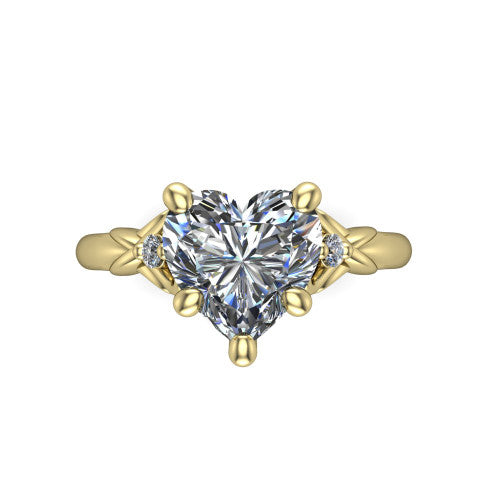 Zephyr Heart Shape Classic Engagement Ring in 18K Yellow Gold