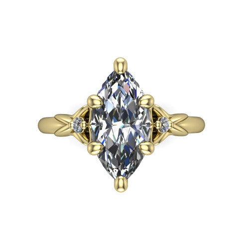 Zephyr Marquise Shape null Engagement Ring in 14K Yellow Gold