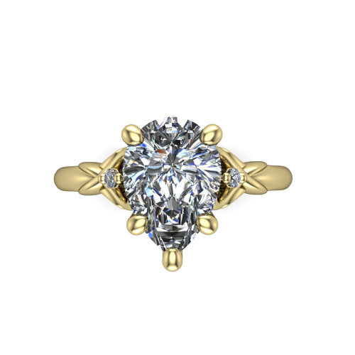 Zephyr Pear Shape Classic Engagement Ring in 14K Yellow Gold
