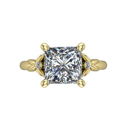 Zephyr Princess Shape Classic Engagement Ring in 14K Yellow Gold