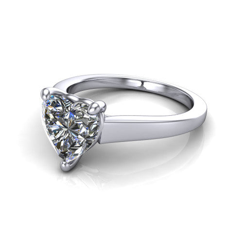 Agnes Heart Shape Hidden Halo Engagement Ring in 18K White Gold