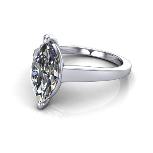 Agnes Marquise Shape Hidden Halo Engagement Ring in Platinum