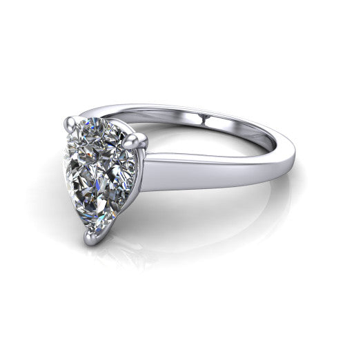 Agnes Pear Shape Hidden Halo Engagement Ring in 14K White Gold