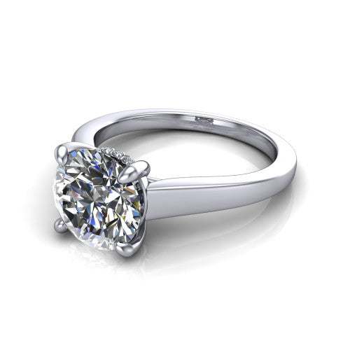 Agnes Round Shape Hidden Halo Engagement Ring in 14K White Gold