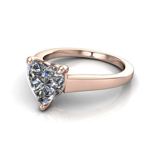 Agnes Heart Shape Hidden Halo Engagement Ring in 18K Rose Gold