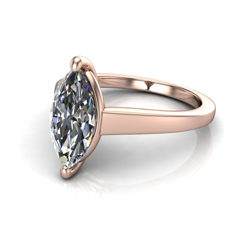 Agnes Marquise Shape Hidden Halo Engagement Ring in 18K Rose Gold