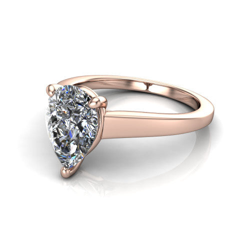 Agnes Pear Shape Hidden Halo Engagement Ring in 18K Rose Gold