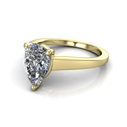 Agnes Pear Shape Hidden Halo Engagement Ring in 14K Yellow Gold