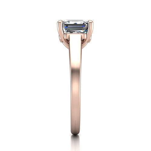 Agnes Square Emerald Shape Hidden Halo Engagement Ring in 14K Rose Gold