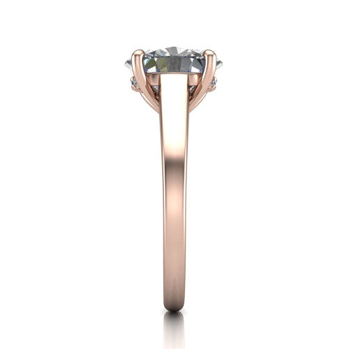 Agnes Oval Shape Hidden Halo Engagement Ring in 14K Rose Gold