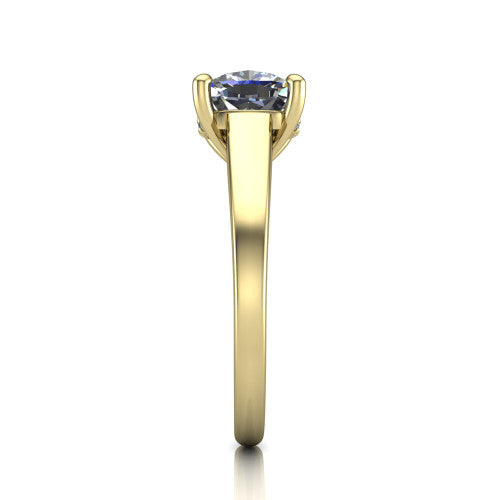 Agnes Cushion Shape Hidden Halo Engagement Ring in 18K Yellow Gold