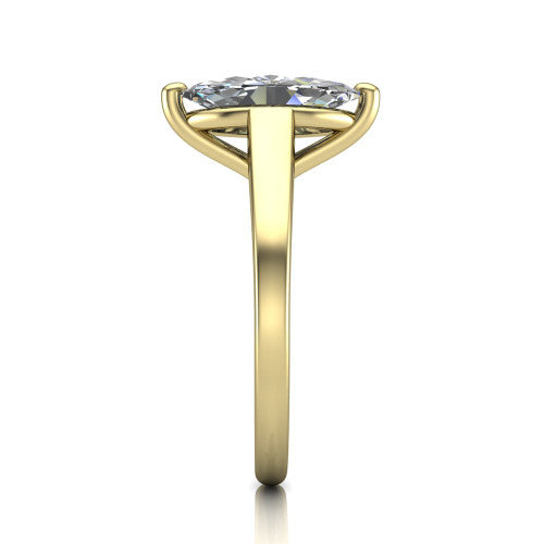 Agnes Marquise Shape Hidden Halo Engagement Ring in 18K Yellow Gold