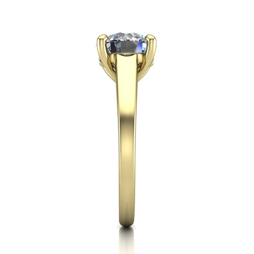 Agnes Round Shape Hidden Halo Engagement Ring in 14K Yellow Gold