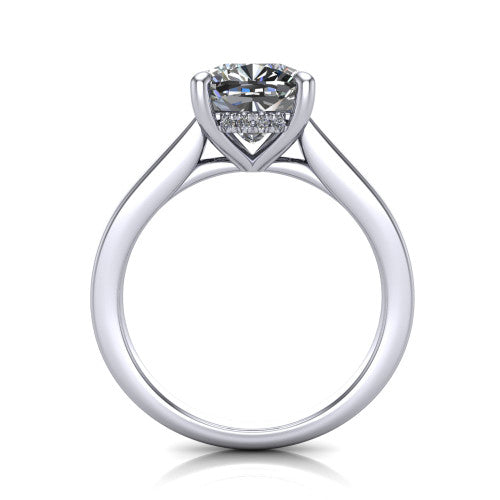 Agnes Cushion Shape Hidden Halo Engagement Ring in Platinum