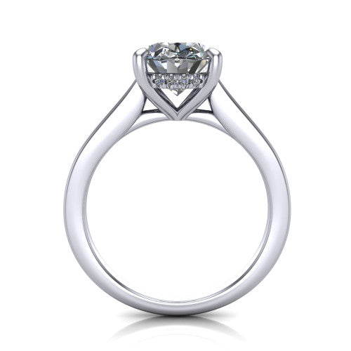 Agnes Oval Shape Hidden Halo Engagement Ring in 14K White Gold