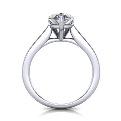Agnes Pear Shape Hidden Halo Engagement Ring in 14K White Gold