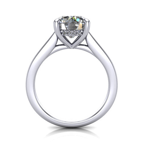 Agnes Round Shape Hidden Halo Engagement Ring in 14K White Gold