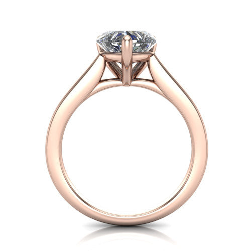 Agnes Heart Shape Hidden Halo Engagement Ring in 14K Rose Gold