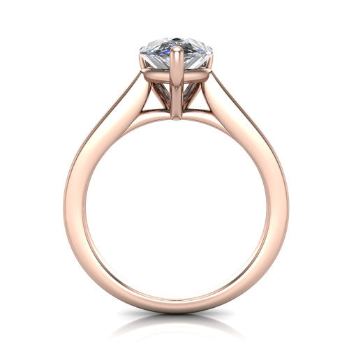 Agnes Pear Shape Hidden Halo Engagement Ring in 18K Rose Gold