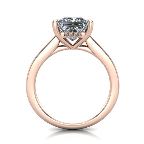 Agnes Princess Shape Hidden Halo Engagement Ring in 14K Rose Gold