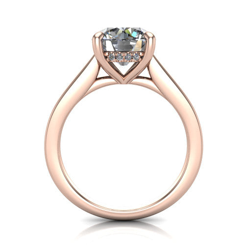 Agnes Round Shape Hidden Halo Engagement Ring in 14K Rose Gold