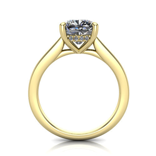 Agnes Cushion Shape Hidden Halo Engagement Ring in 14K Yellow Gold