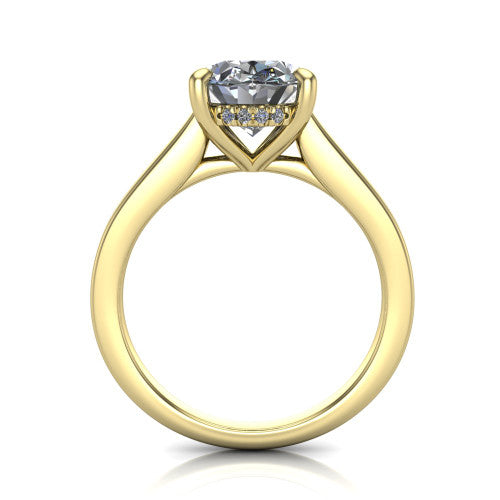 Agnes Oval Shape Hidden Halo Engagement Ring in 14K Yellow Gold