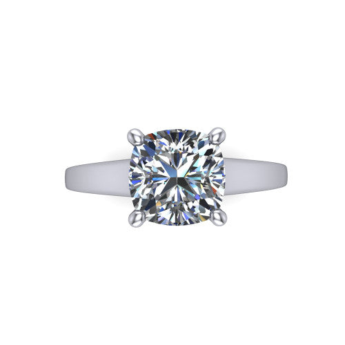 Agnes Cushion Shape Hidden Halo Engagement Ring in 18K White Gold