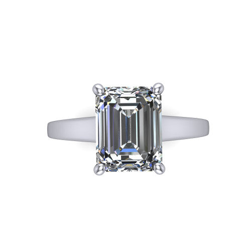 Agnes Emerald Shape Hidden Halo Engagement Ring in 14K White Gold