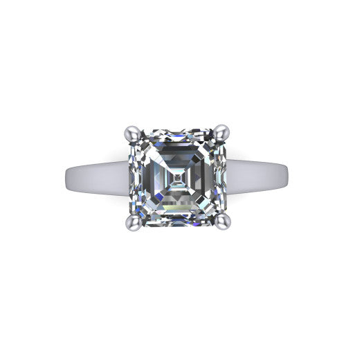 Agnes Square Emerald Shape Hidden Halo Engagement Ring in Platinum