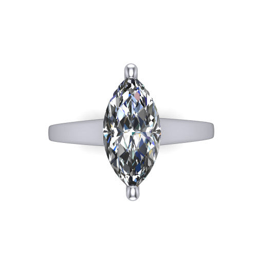 Agnes Marquise Shape Hidden Halo Engagement Ring in 14K White Gold