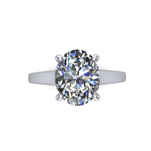 Agnes Oval Shape Hidden Halo Engagement Ring in 14K White Gold