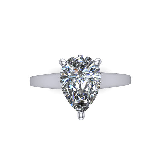 Agnes Pear Shape Hidden Halo Engagement Ring in 18K White Gold