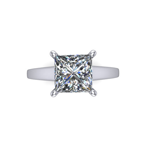 Agnes Princess Shape Hidden Halo Engagement Ring in Platinum