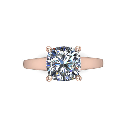 Agnes Cushion Shape Hidden Halo Engagement Ring in 18K Rose Gold