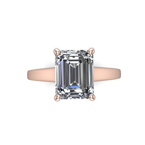 Agnes Emerald Shape Hidden Halo Engagement Ring in 18K Rose Gold