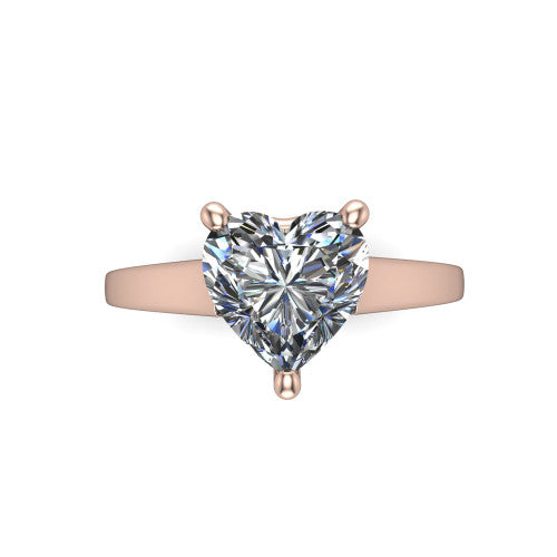 Agnes Heart Shape Hidden Halo Engagement Ring in 14K Rose Gold