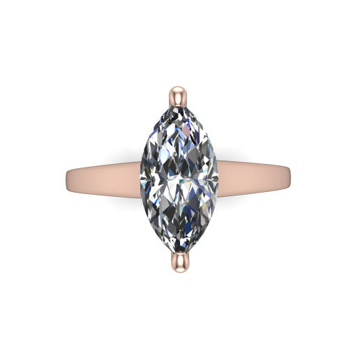 Agnes Marquise Shape Hidden Halo Engagement Ring in 18K Rose Gold