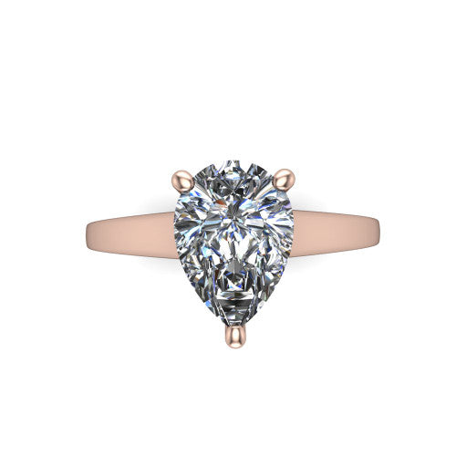 Agnes Pear Shape Hidden Halo Engagement Ring in 14K Rose Gold
