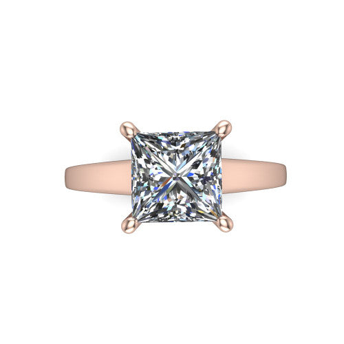 Agnes Princess Shape Hidden Halo Engagement Ring in 18K Rose Gold