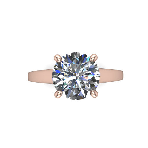 Agnes Round Shape Hidden Halo Engagement Ring in 18K Rose Gold